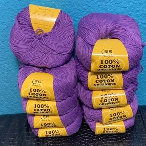 10 NWT (49g min each) Mengchu 100% Organic Cotton Yarn: Lilac